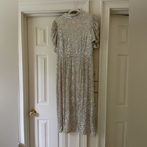 H&M Sequin Mock Neck Midi Dress